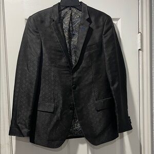 Classic Black Men's Bogosse Blazer with Subtle Paisley Pattern